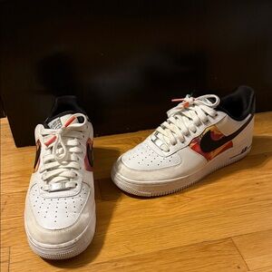 Nike Kids White Sneakers with Black and Red Accents